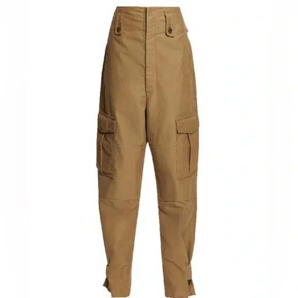 SOLD - NWT Isabel Marant Geena High Waist Tan Cargo Trousers Sz 38 - Picture 2 of 12